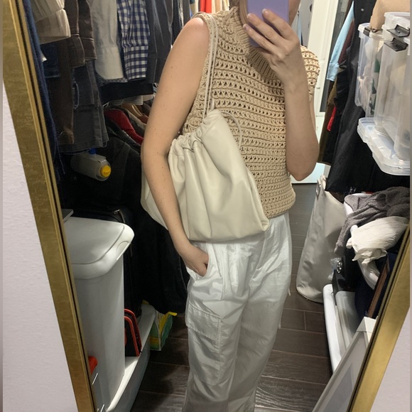 STUDIO AMELIA Maxi Drawstring Ruched Lambskin Leather Clutch/Purse - Picture 2 of 7